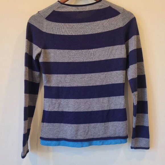 Brooks Brothers Women Silk Cashmere Striped Floral Embroidered Pullover Sweater - Picture 3 of 9